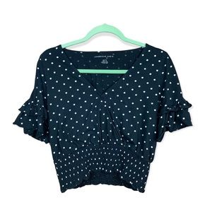 American Eagle | Black & White Polka Dot Crop Top
